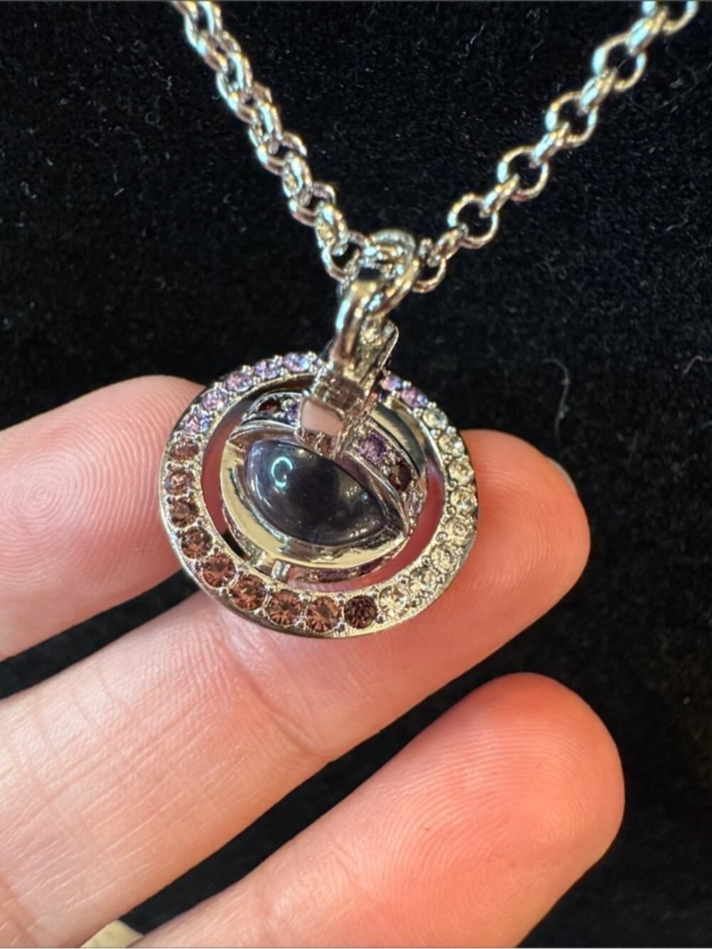 Silver-Tone Purple Crystal Orbit Pendant Necklace